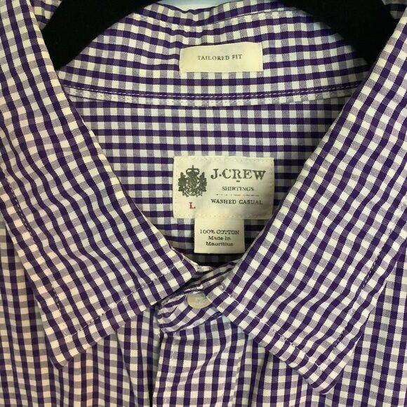 J.Crew Tailored Fit Men's Gingham Shirt - Purple - Size L - Picture 3 of 5